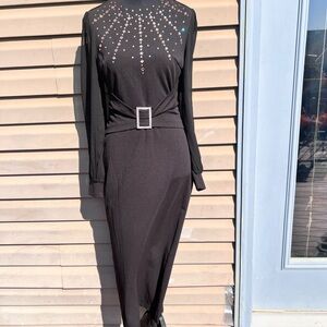 JJs House Black Long Sleeve Dress with Belt